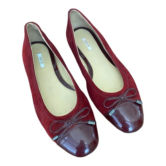 Geox Shoes - GEOX Charlene Woman Ballerinas patent leather toe, color Red/Burgundy, size US 8